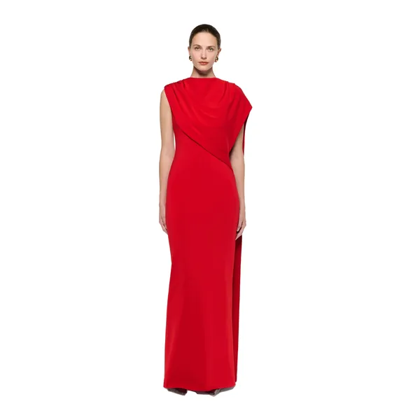 Roland Mouret Asymmetric Cape Gown in Red