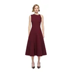 Roland Mouret Asymmetrical Twist Midi Dress in Burgundy