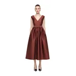 Roland Mouret Belted V-Neck Midi Dress in Coco