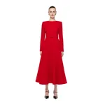 Roland Mouret Boat Neck Wool Crepe Dress in Red