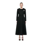Roland Mouret Boucle Coat With Flower Brooch in Black
