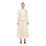 Roland Mouret Boucle Midi Flared Skirt in Cream