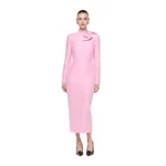 Roland Mouret Bow Neckline Long Sleeve Midi Dress in Pink