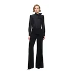 Roland Mouret Bow Neckline Silk Jacquard Bodysuit in Black