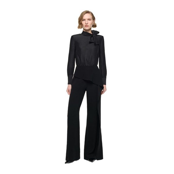 Roland Mouret Bow Neckline Silk Jacquard Bodysuit in Black