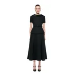 Roland Mouret Collared Boucle Peplum Midi Dress in Black