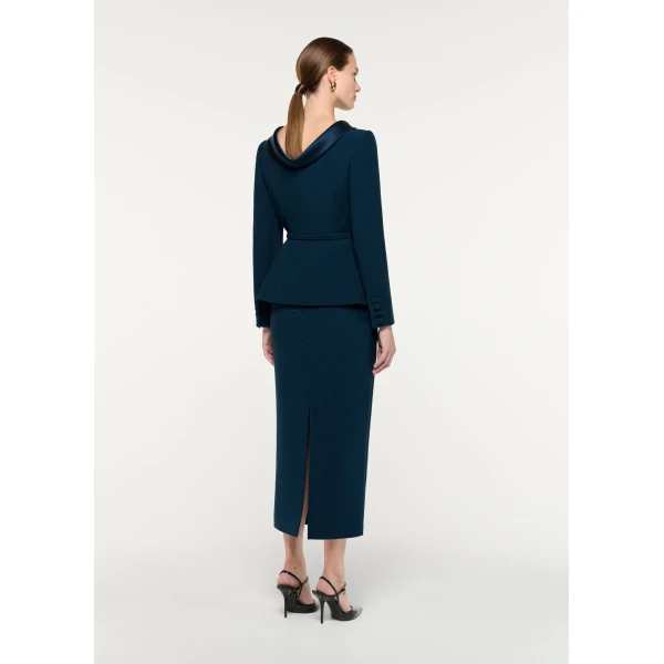 Roland Mouret Crepe Collared Jacket in Blue, view 3