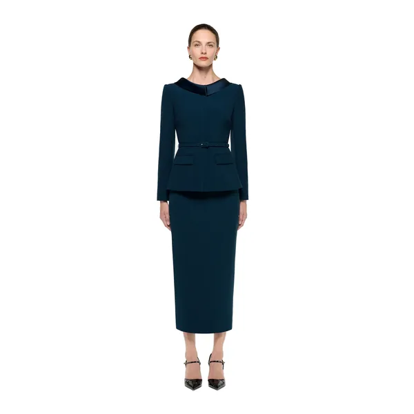 Roland Mouret Crepe Collared Jacket in Blue