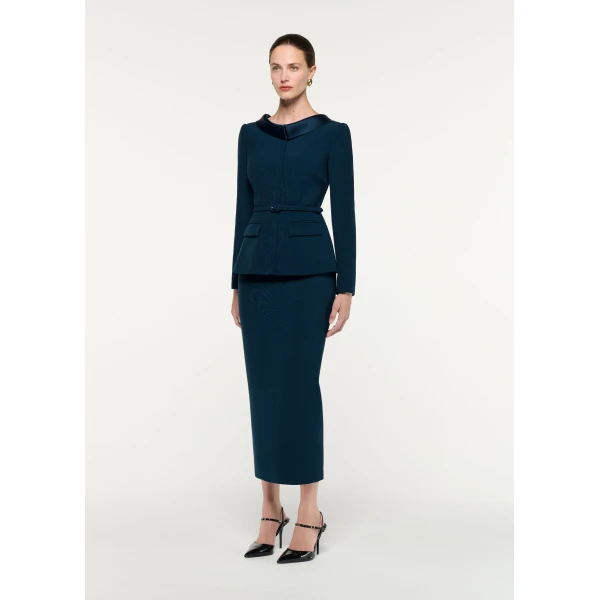 Roland Mouret Crepe Midi Skirt in Blue, view 2