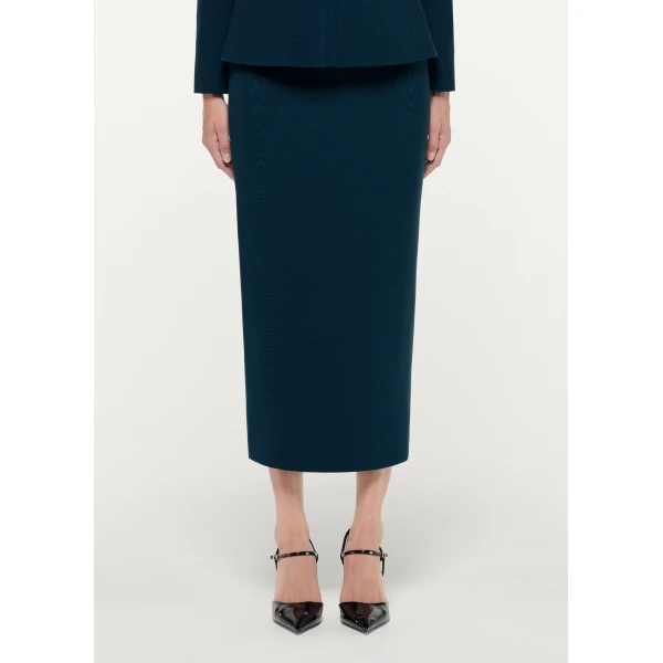 Roland Mouret Crepe Midi Skirt in Blue, view 4