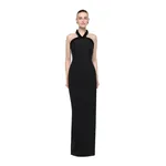 Roland Mouret Embellished Halter Neck Crepe Gown in Black