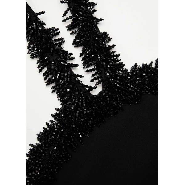 Roland Mouret Embellished Halter Neck Crepe Gown in Black, view 5