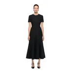 Roland Mouret Embellished Neck Sequin Boucle Midi Dress in Black