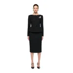 Roland Mouret Flower Brooch Sequin Boucle Jacket in Black