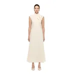 Roland Mouret Flower Embroidery Crepe Midi Dress in Cream