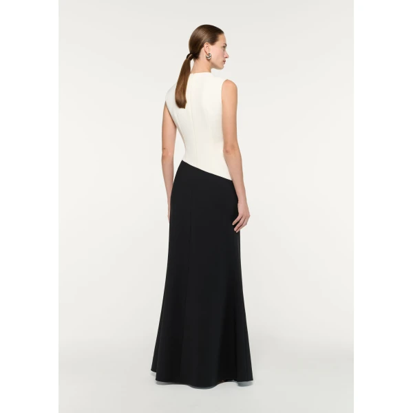 Roland Mouret Flower Embroidery Sleeveless Gown in Black and White, view 3