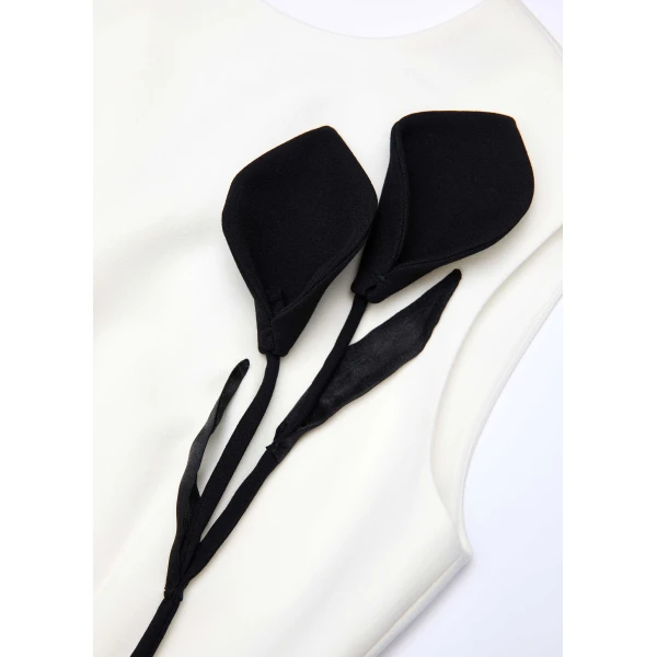 Roland Mouret Flower Embroidery Sleeveless Gown in Black and White, view 5