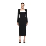 Roland Mouret Fold Detail Crepe Midi Dress in Black