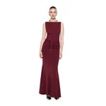 Roland Mouret Gathered Knit Midi Dress in Burgundy