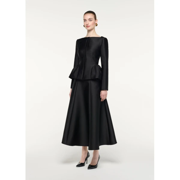 Roland Mouret Long Sleeve Peplum Detail Jacket in Black, view 2