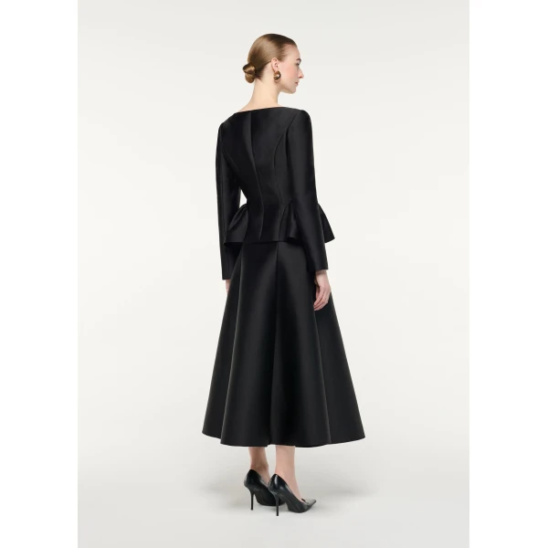 Roland Mouret Long Sleeve Peplum Detail Jacket in Black, view 3