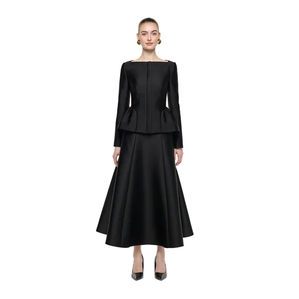 Roland Mouret Long Sleeve Peplum Detail Jacket in Black
