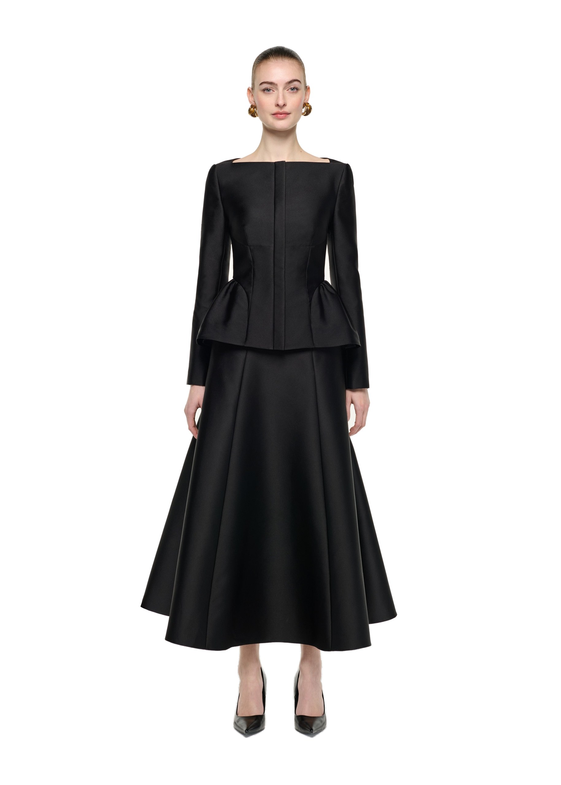 Roland Mouret Long Sleeve Peplum Detail Jacket in Black
