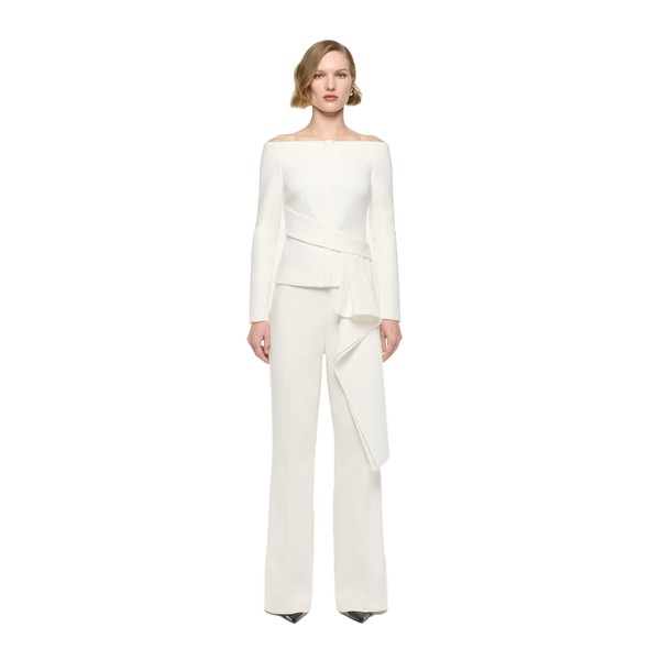Roland Mouret Off The Shoulder Draped Jacket in Cream