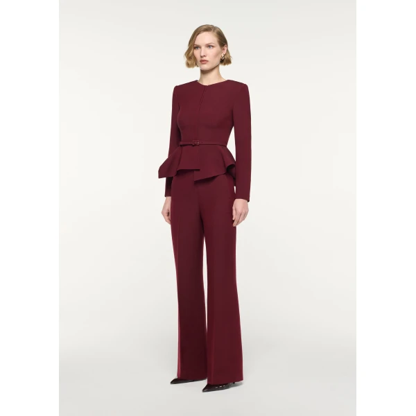 Roland Mouret Origami Drape Peplum Jacket in Burgundy, view 2