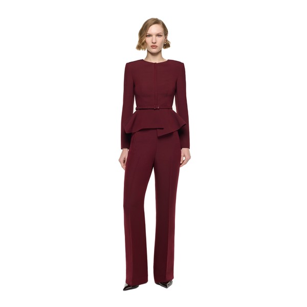 Roland Mouret Origami Drape Peplum Jacket in Burgundy