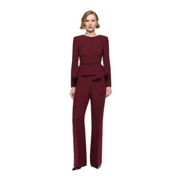 Roland Mouret Origami Drape Peplum Jacket in Burgundy