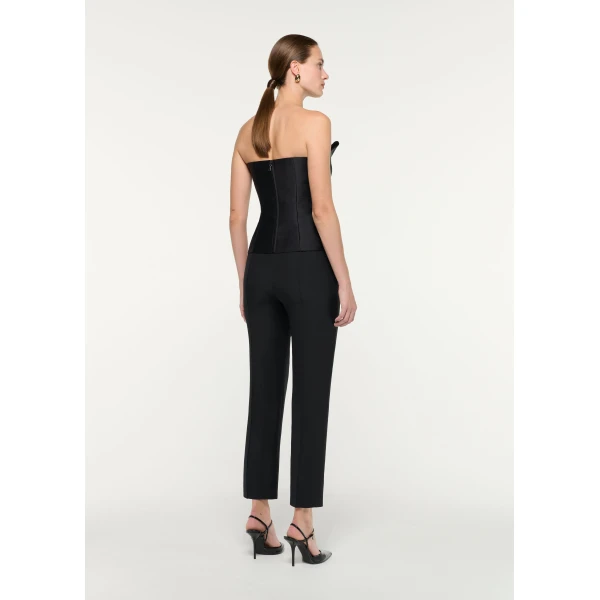 Roland Mouret Pleated Strapless Taffeta Top in Black, view 3