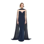 Roland Mouret Plunge Neckline Gown in Navy