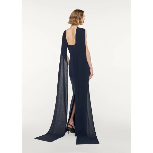 Roland Mouret Plunge Neckline Gown in Navy, view 3