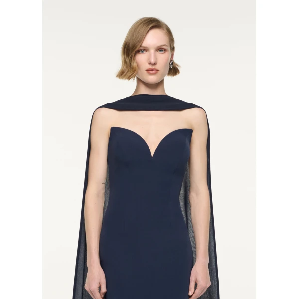 Roland Mouret Plunge Neckline Gown in Navy, view 4