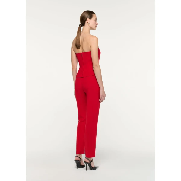 Roland Mouret Red Wool Silk Cropped Trouser, view 3