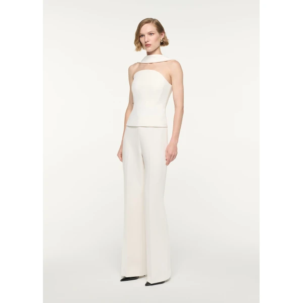 Roland Mouret Scarf Neckline Moon Top in Cream, view 2