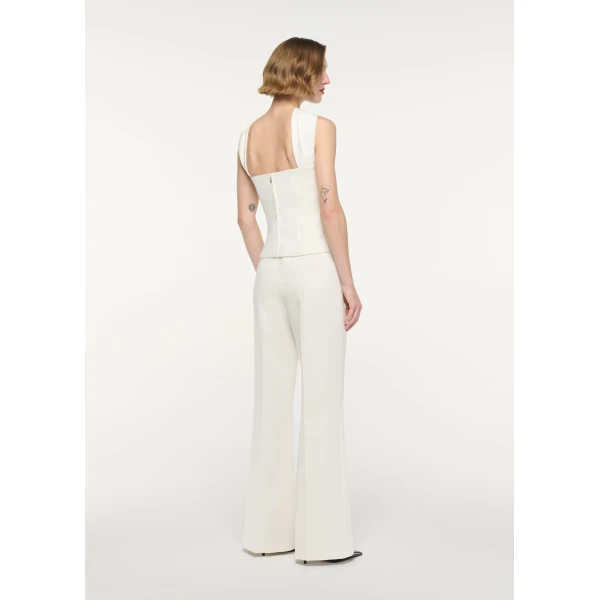 Roland Mouret Scarf Neckline Moon Top in Cream, view 3