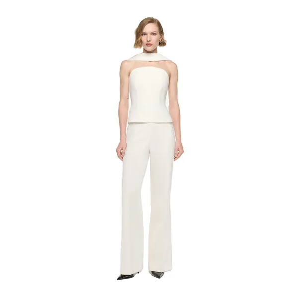 Roland Mouret Scarf Neckline Moon Top in Cream