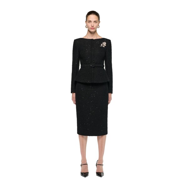 Roland Mouret Sequin Boucle Midi Skirt in Black