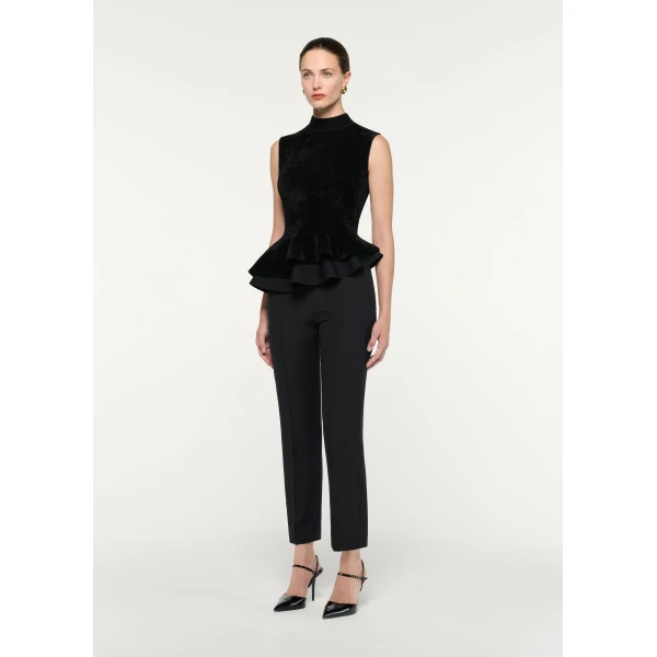 Roland Mouret Sleeveless Chenille Knit Peplum Top in Black, view 2