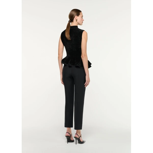 Roland Mouret Sleeveless Chenille Knit Peplum Top in Black, view 3
