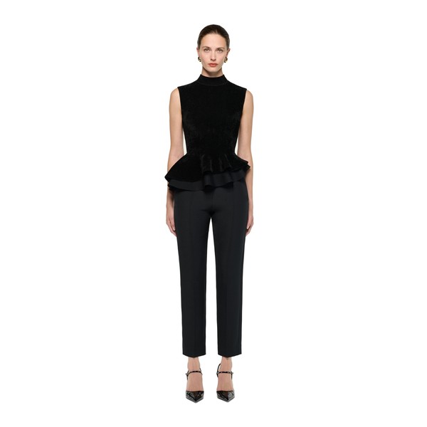 Roland Mouret Sleeveless Chenille Knit Peplum Top in Black
