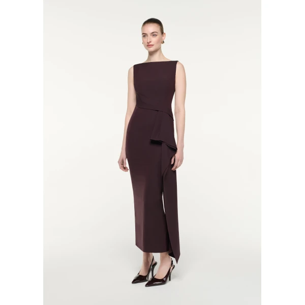 Roland Mouret Sleeveless Column Midi Dress in Brown, view 2