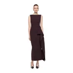 Roland Mouret Sleeveless Column Midi Dress in Brown