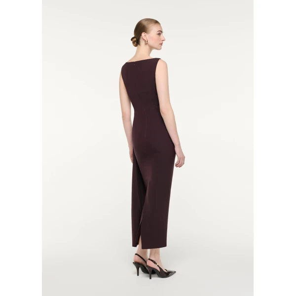 Roland Mouret Sleeveless Column Midi Dress in Brown, view 3
