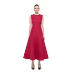 Roland Mouret Sleeveless Full Skirt Midi Dress in Dark Pink