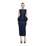 Roland Mouret Sleeveless Peplum Column Midi Dress in Navy