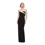 Roland Mouret Strapless Monochrome Drape Gown in Black