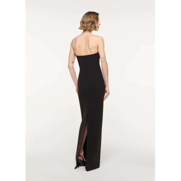 Roland Mouret Strapless Monochrome Drape Gown in Black, view 3